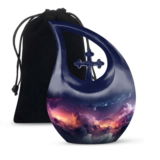 10-inch Aurora Urn, Cross Drop design, keepsake cremation 