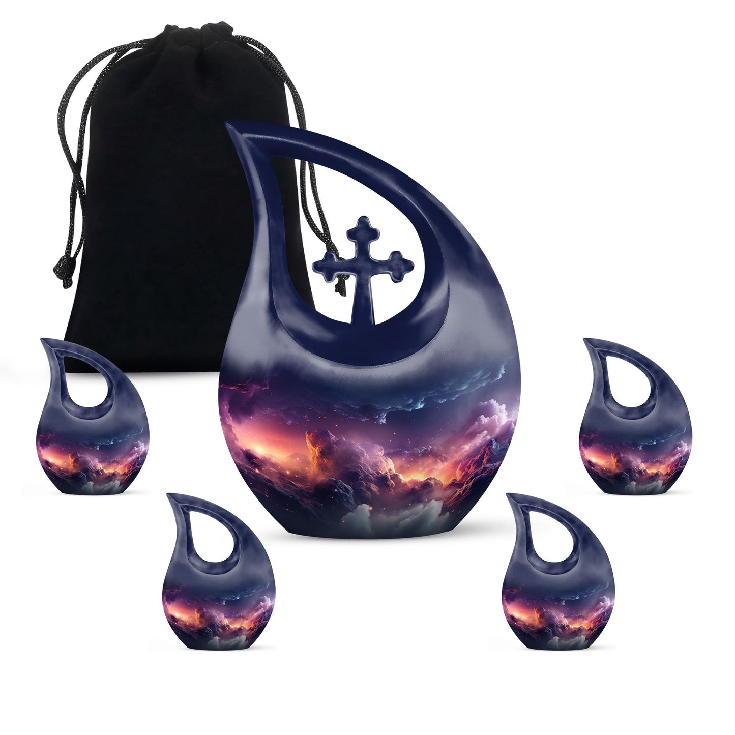 10-inch Aurora Urn, Cross Drop design, keepsake cremation 