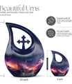 10-inch Aurora Urn, Cross Drop design, keepsake cremation 