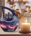 10-inch Aurora Urn, Cross Drop design, keepsake cremation 