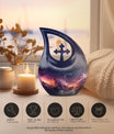 10-inch Aurora Urn, Cross Drop design, keepsake cremation 