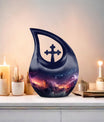 10-inch Aurora Urn, Cross Drop design, keepsake cremation 