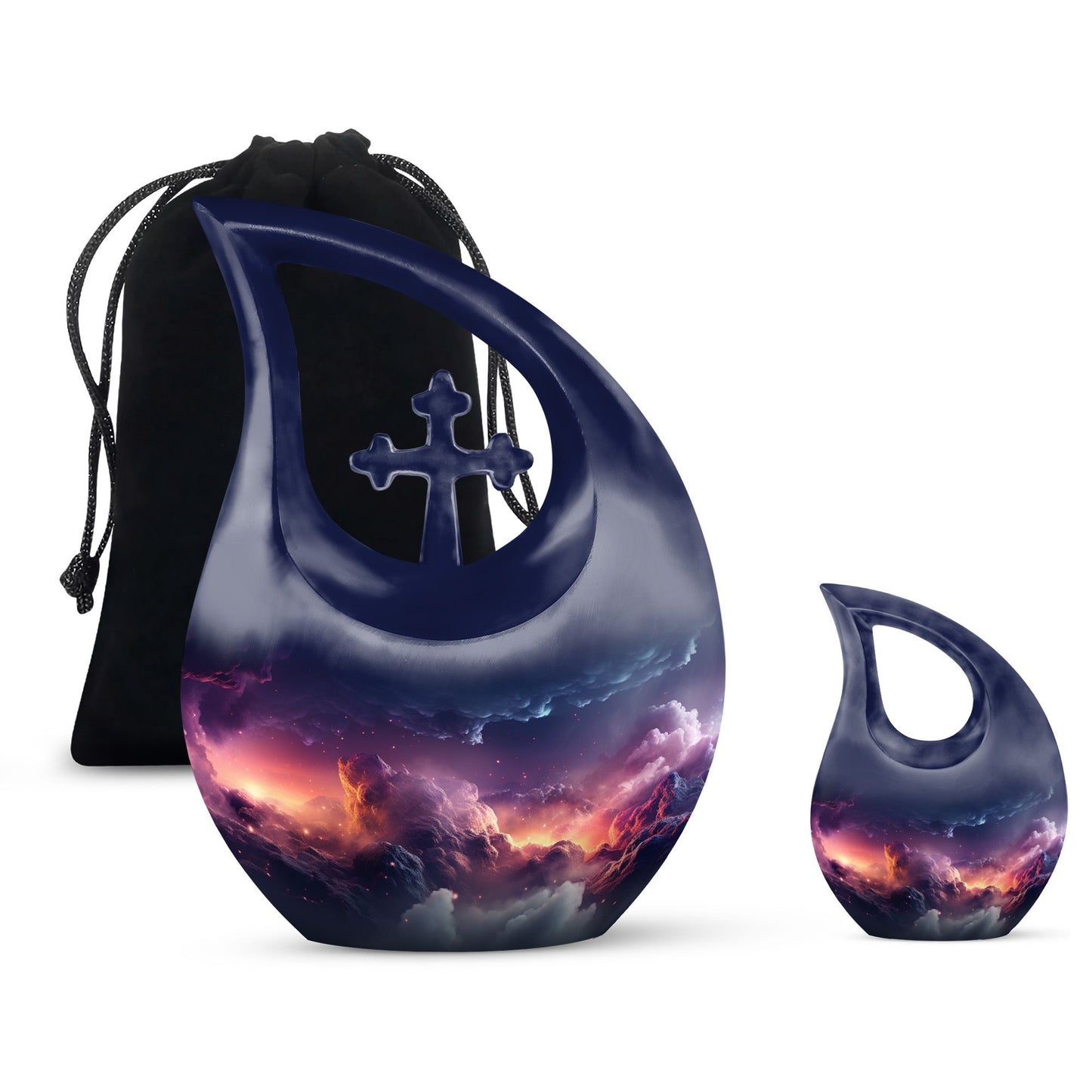 10-inch Aurora Urn, Cross Drop design, keepsake cremation 