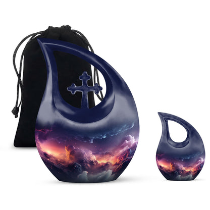 10-inch Aurora Urn, Cross Drop design, keepsake cremation 
