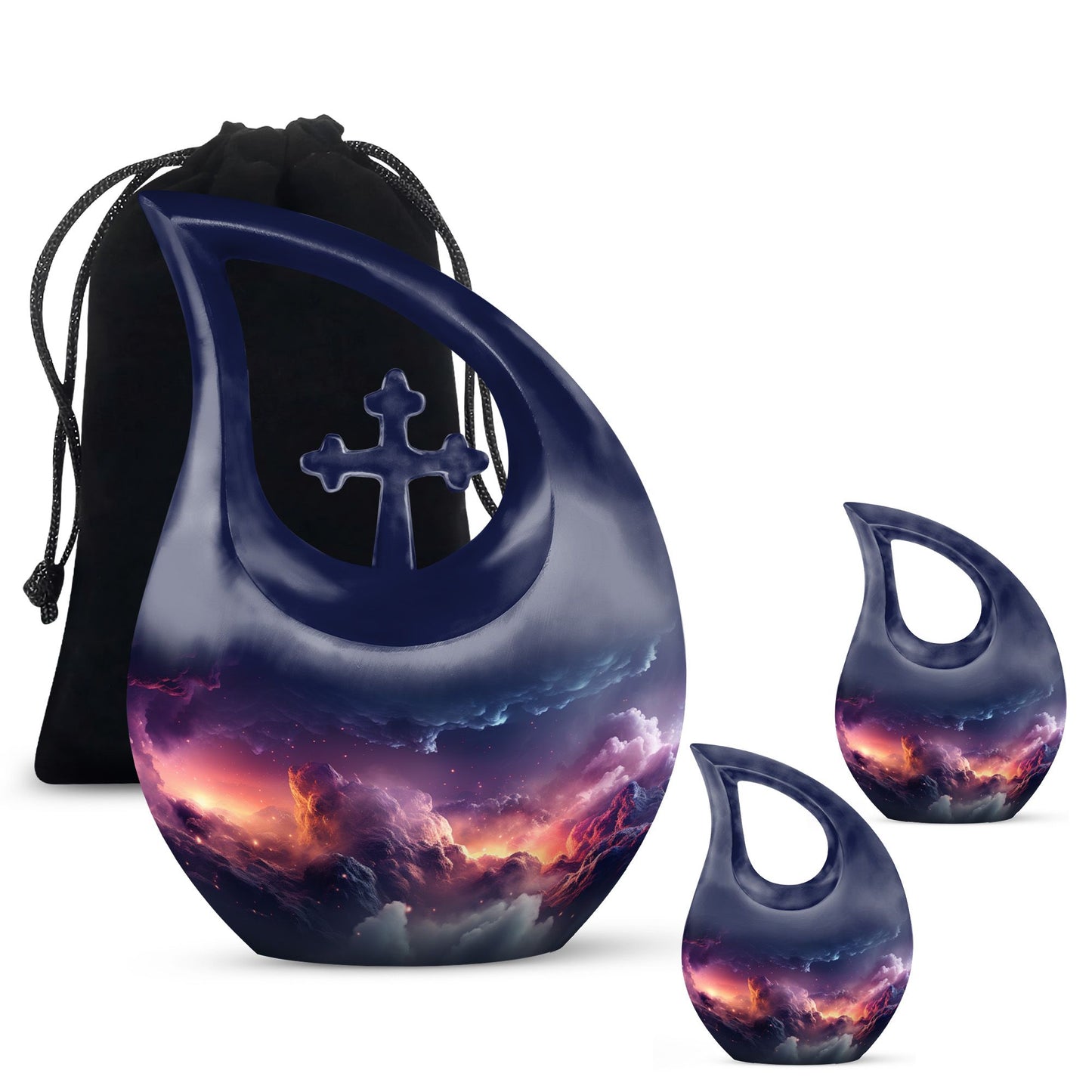 10-inch Aurora Urn, Cross Drop design, keepsake cremation 