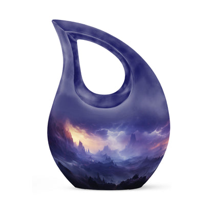 10-inch Aurora Double Urn in Cross Drop design, aluminium urn for human ashes