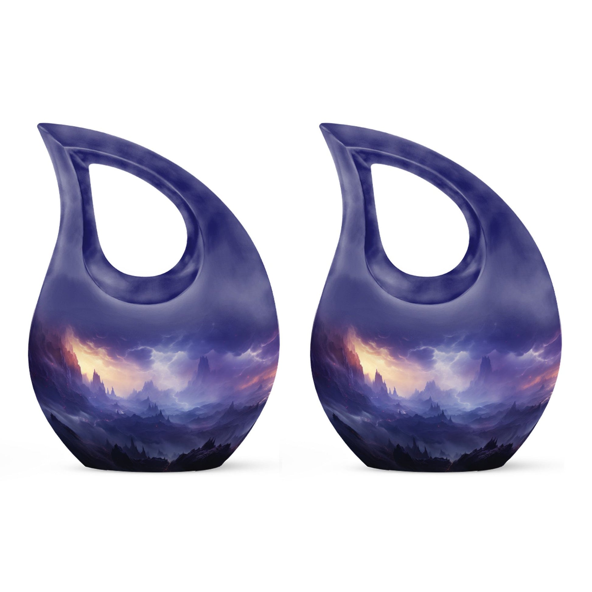 10-inch Aurora Double Urn in Cross Drop design, aluminium urn for human ashes