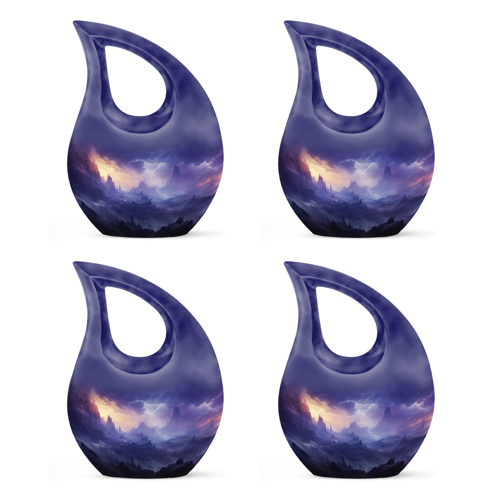 10-inch Aurora Double Urn in Cross Drop design, aluminium urn for human ashes