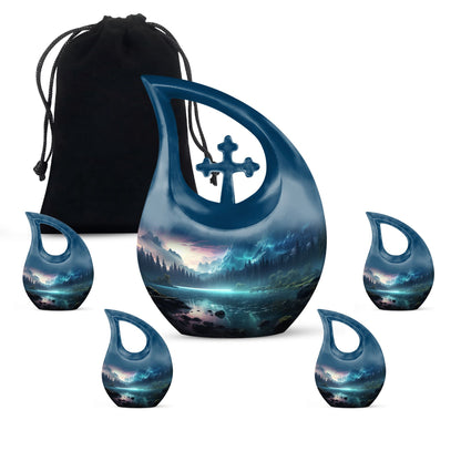 10-inch Aurora Urn with Cross Drop design, 