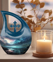 10-inch Aurora Urn with Cross Drop design, 