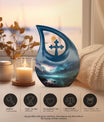 10-inch Aurora Urn with Cross Drop design, 