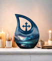 10-inch Aurora Urn with Cross Drop design, 