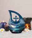 10-inch Aurora Urn with Cross Drop design, 