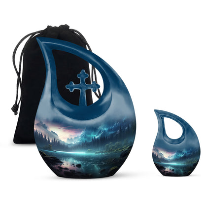 10-inch Aurora Urn with Cross Drop design, 