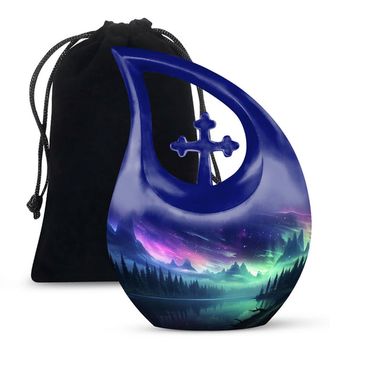 10-inch Aurora Cross Drop Urn, large keepsake