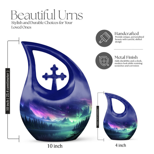 10-inch Aurora Cross Drop Urn, large keepsake