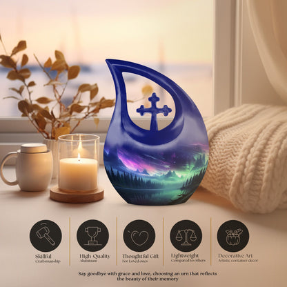 10-inch Aurora Cross Drop Urn, large keepsake