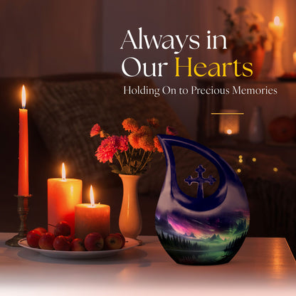 10-inch Aurora Cross Drop Urn, large keepsake