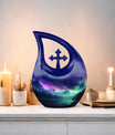 10-inch Aurora Cross Drop Urn, large keepsake