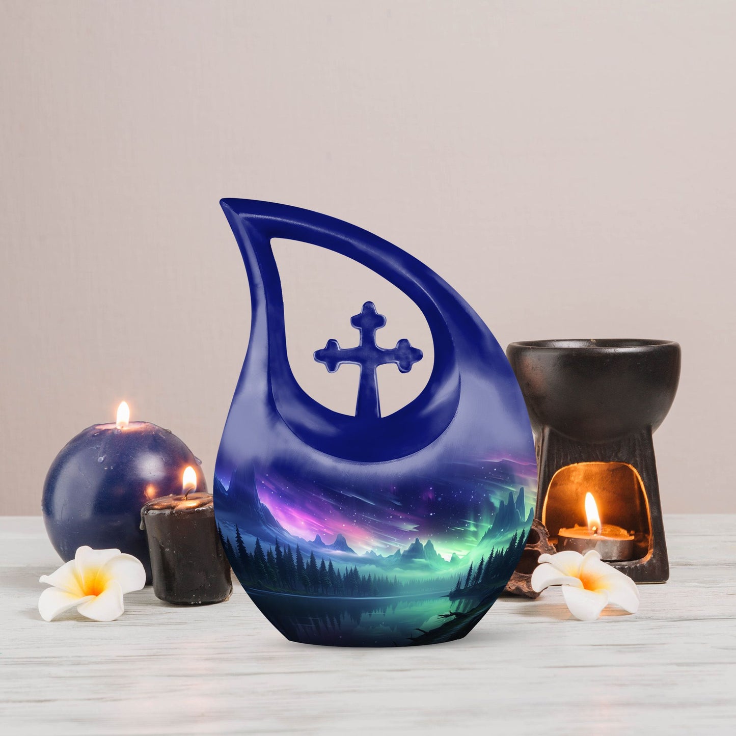 10-inch Aurora Cross Drop Urn, large keepsake