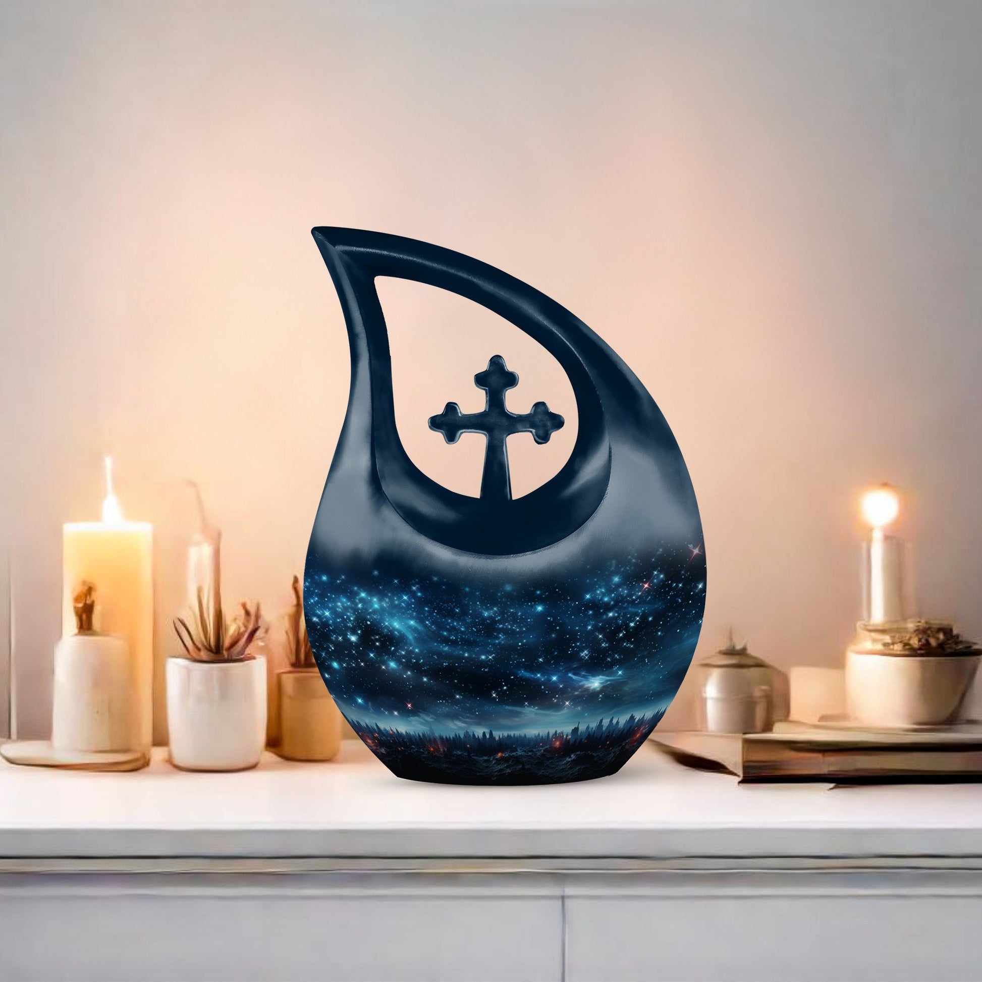 10-inch Aurora Urn, Metal Cremation Urn 