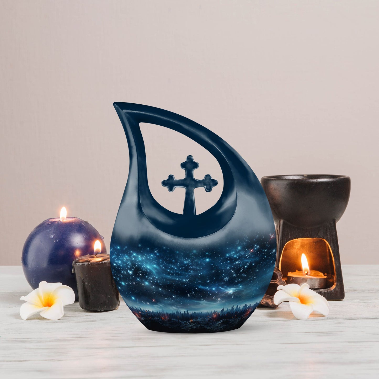 10-inch Aurora Urn, Metal Cremation Urn 