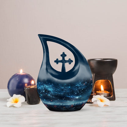 10-inch Aurora Urn, Metal Cremation Urn 
