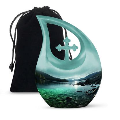 Wilderness Urn with Cross Drop design, ideal Memorial Urn