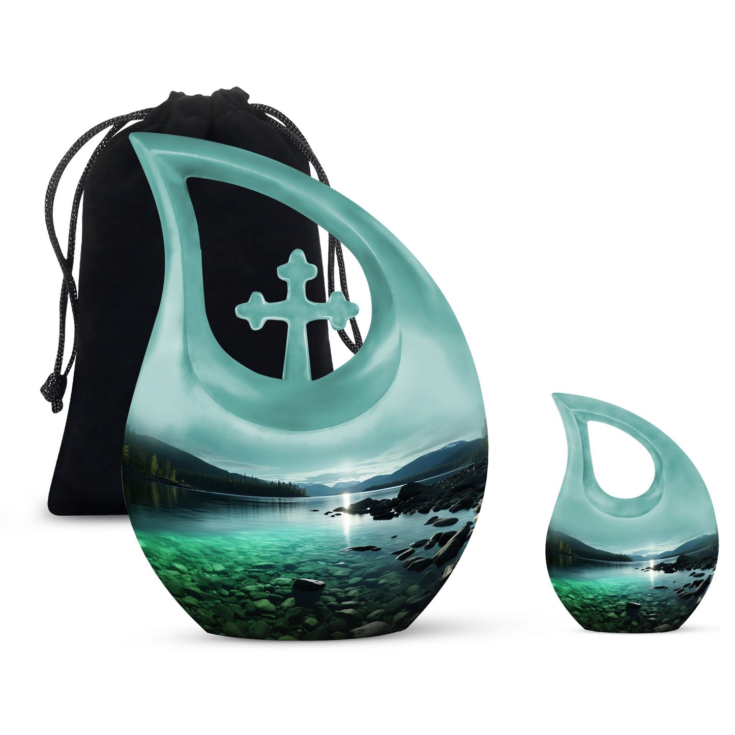 Wilderness Urn with Cross Drop design, ideal Memorial Urn