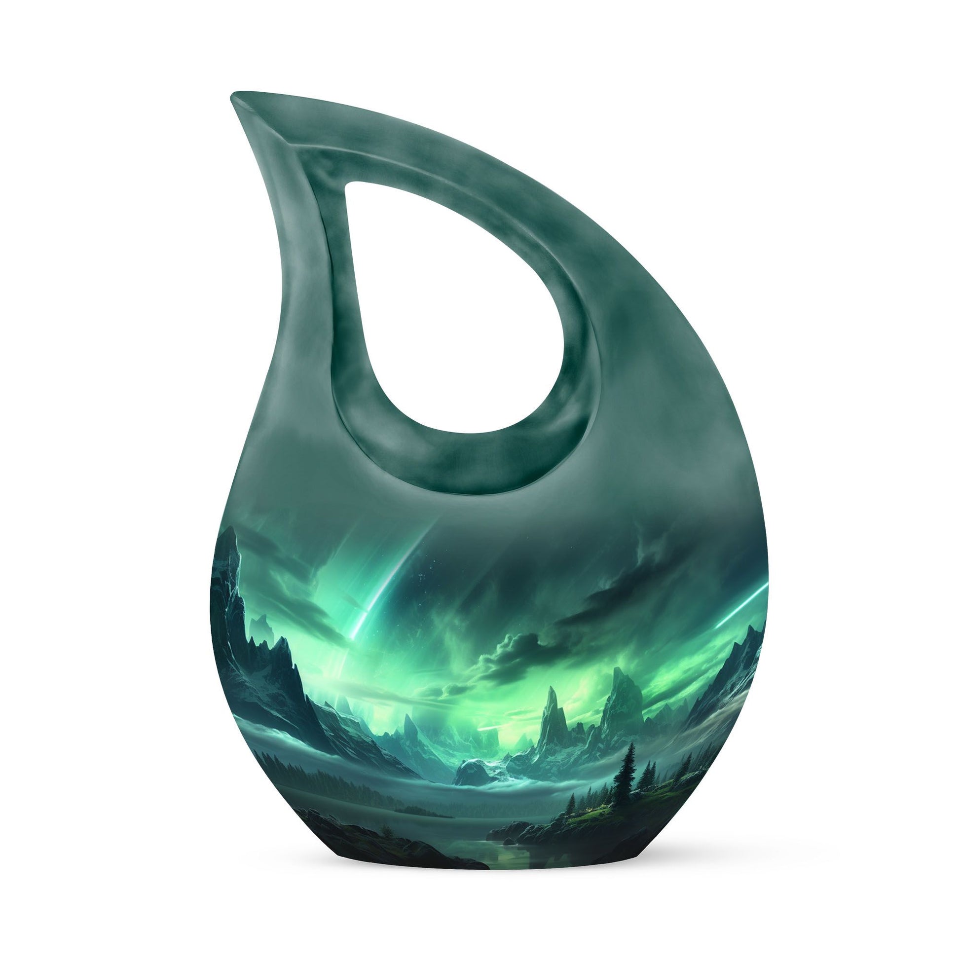 10-inch Aurora Urn with Cross Drop design for cremation,