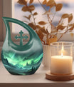 10-inch Aurora Urn with Cross Drop design for cremation,