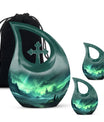 10-inch Aurora Urn with Cross Drop design for cremation,