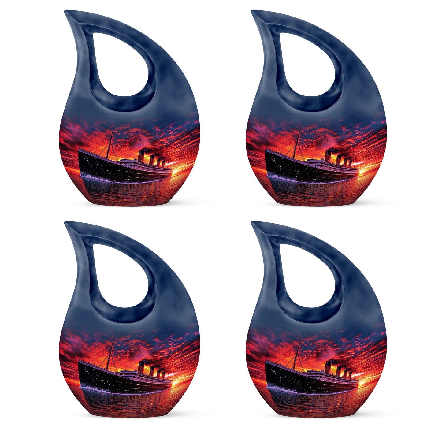 10-inch ship-themed religious burial urn
