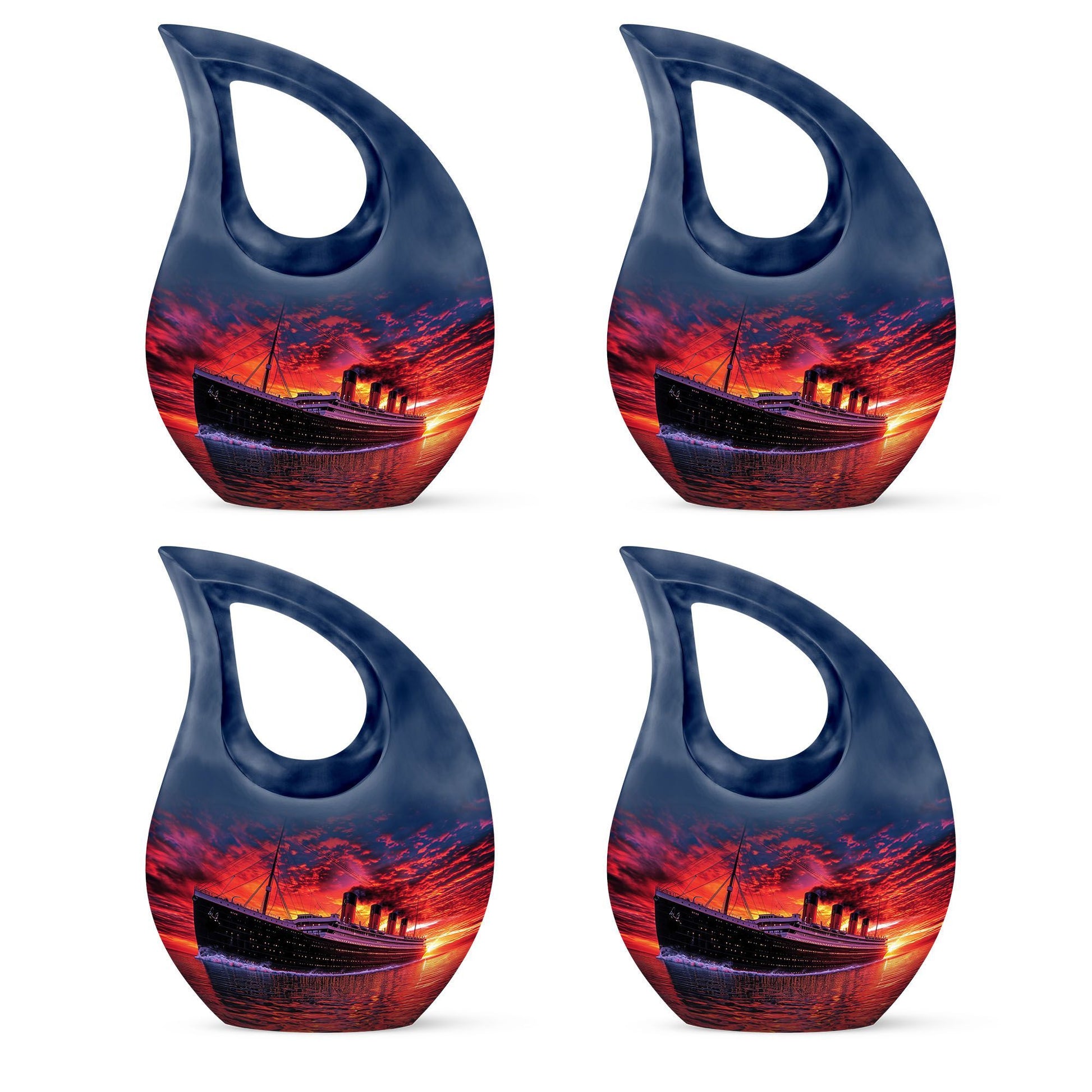10-inch ship-themed religious burial urn