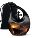 Cross Drop Ship Urn, 10 inch Aluminium Cremation Box 