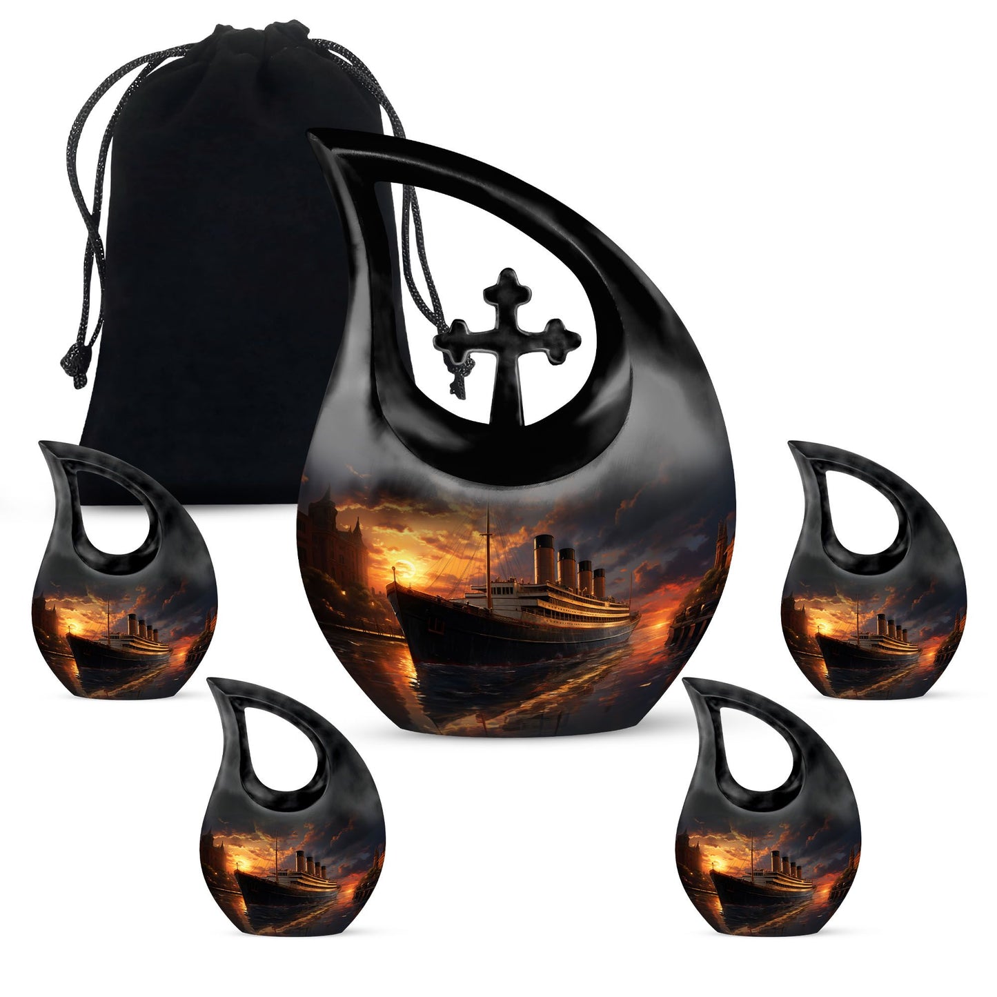 Cross Drop Ship Urn, 10 inch Aluminium Cremation Box 