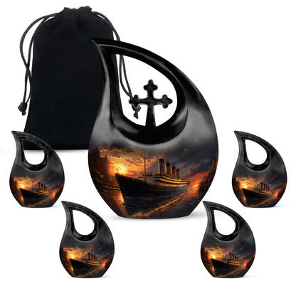 Cross Drop Ship Urn, 10 inch Aluminium Cremation Box 