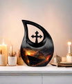 Cross Drop Ship Urn, 10 inch Aluminium Cremation Box 