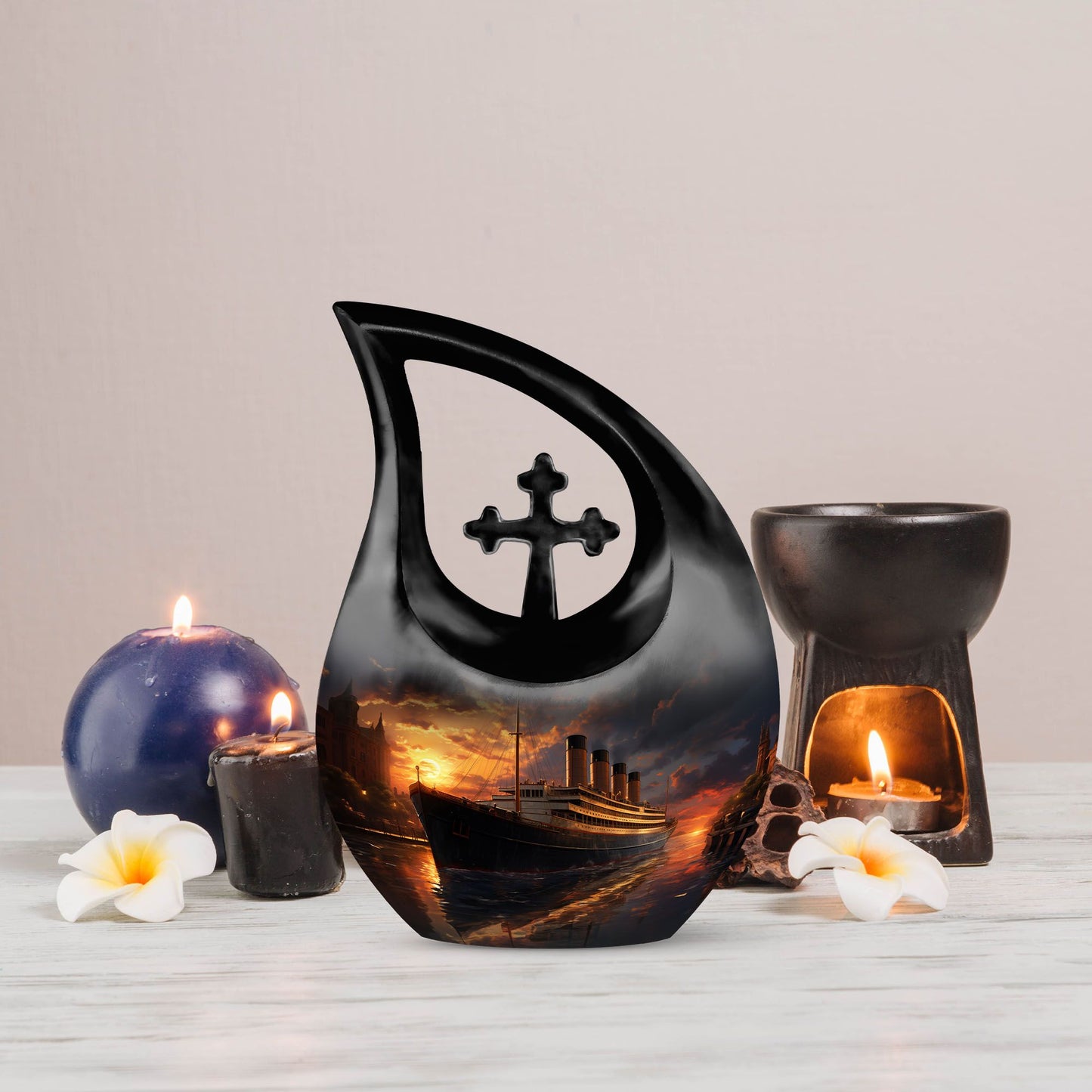 Cross Drop Ship Urn, 10 inch Aluminium Cremation Box 