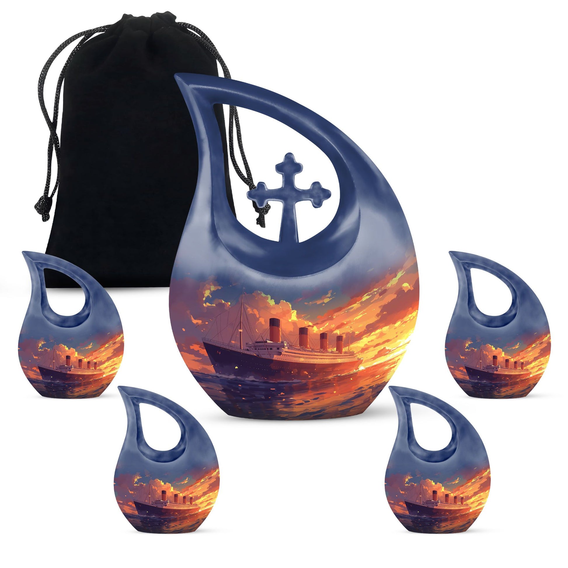 10-inch ship design aluminium mini cremation urn