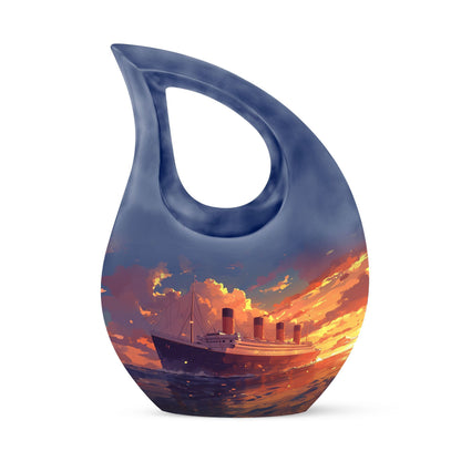 10-inch ship design aluminium mini cremation urn