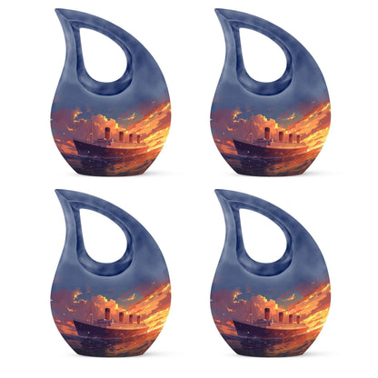 10-inch ship design aluminium mini cremation urn