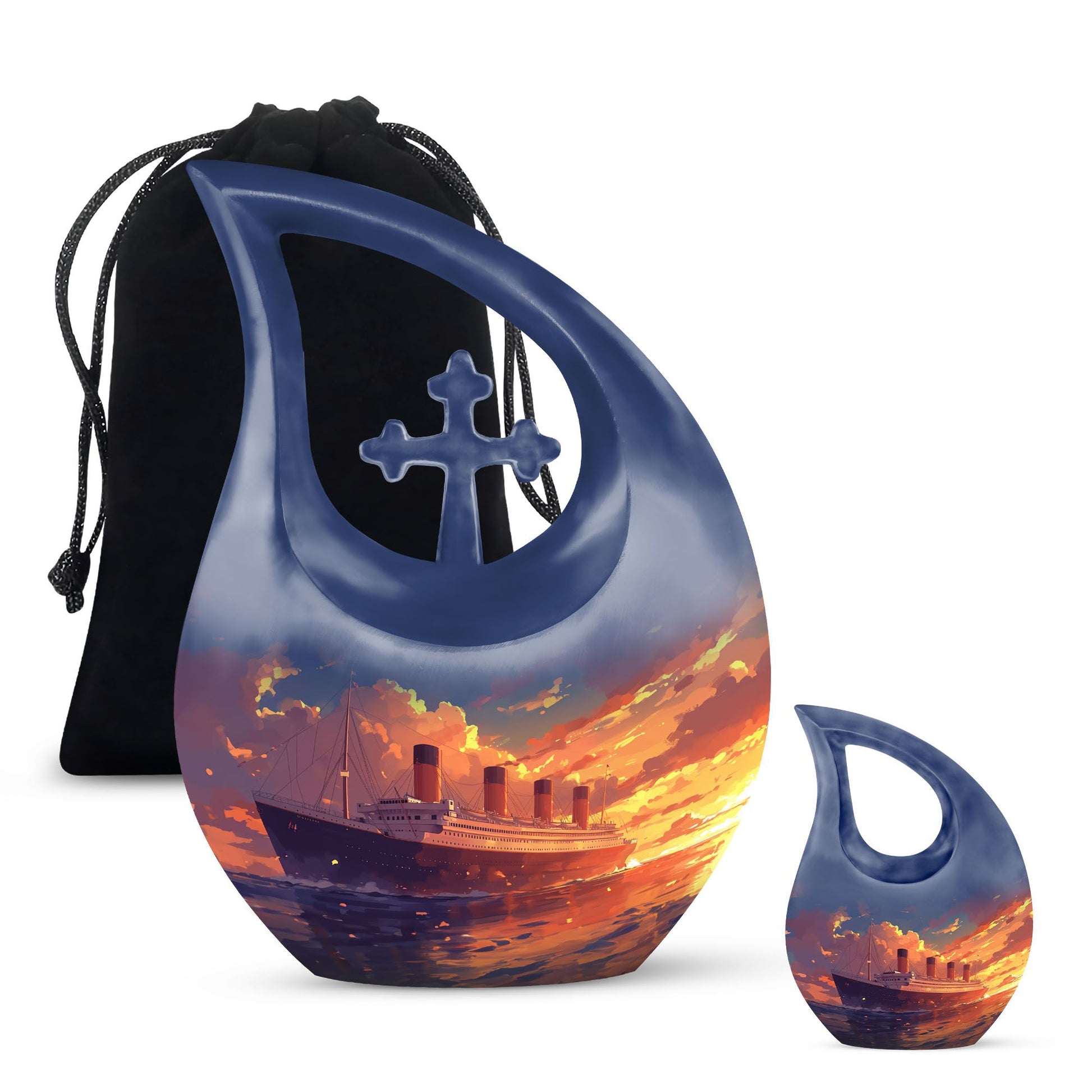 10-inch ship design aluminium mini cremation urn
