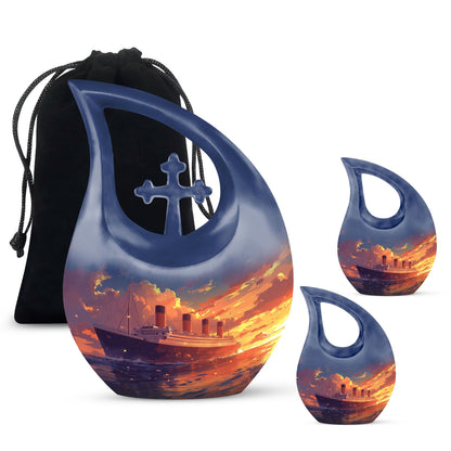10-inch ship design aluminium mini cremation urn