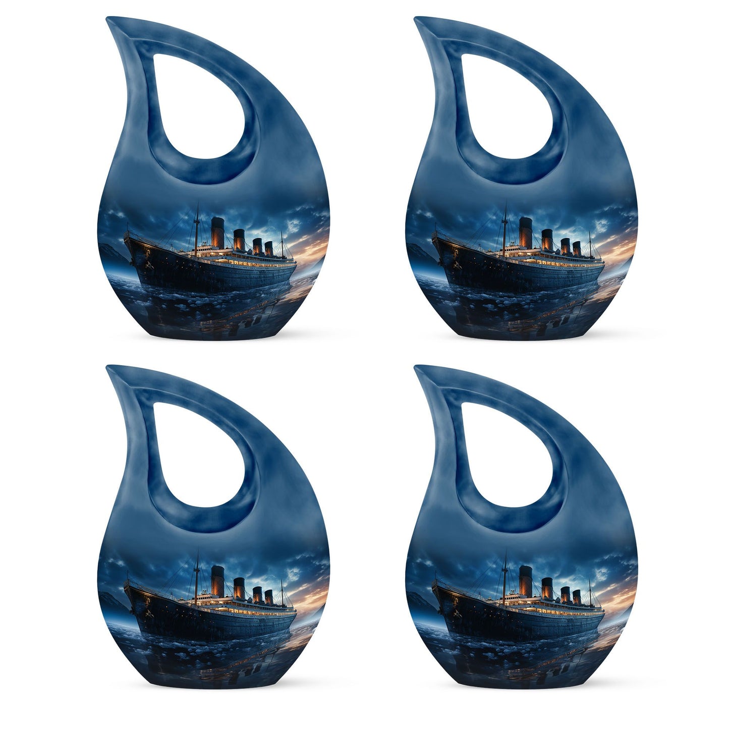 10-inch Ship Urn with Cross Drop design for ashes