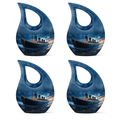 10-inch Ship Urn with Cross Drop design for ashes