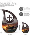 10-inch Ship Urn with Cross Drop design, suitable