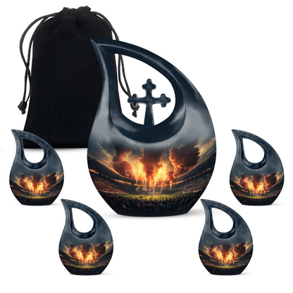 10-inch Sports themed Cross Drop Urn for human ashes, 