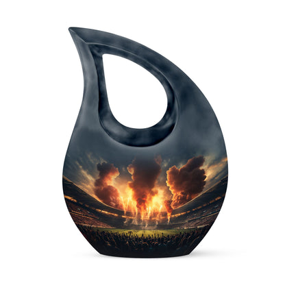 10-inch Sports themed Cross Drop Urn for human ashes, 