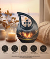 10-inch Sports themed Cross Drop Urn for human ashes, 